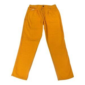 Tiger King Pants Mens 36 Orange Straight Leg Cotton Workwear Embroidered Patch